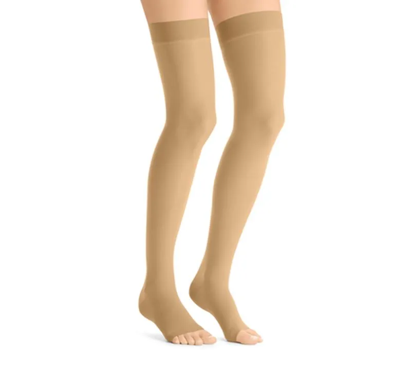 PR/1 JOBST ULTRASHEER WOMEN, THIGH HIGH W/SIL DOT BAND, 20-30MMHG, SM, HONEY, OPEN TOE