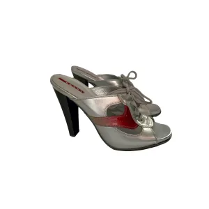 Prada Sport Metallic Logo Cut Out Heels