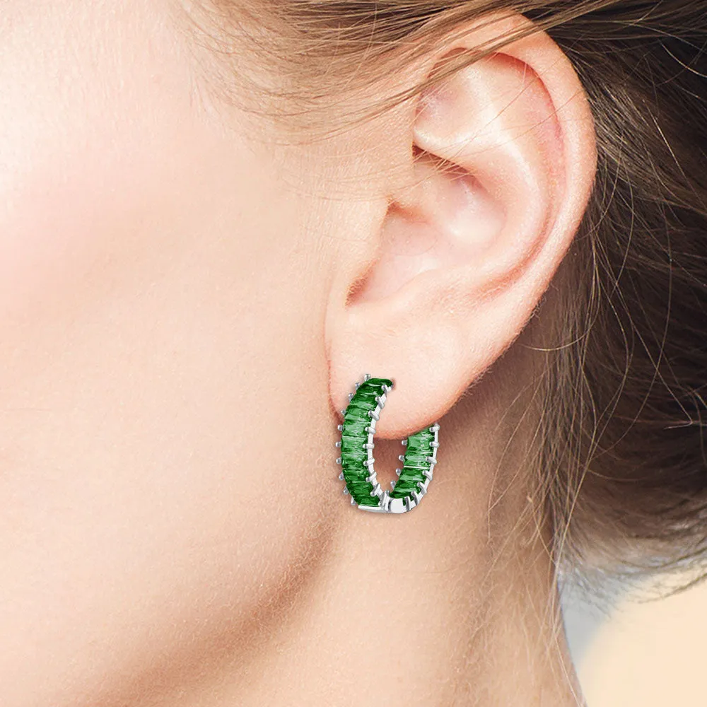 "The Oasis" 5.5CTW Inside-Outside Hoop Earrings - Silver
