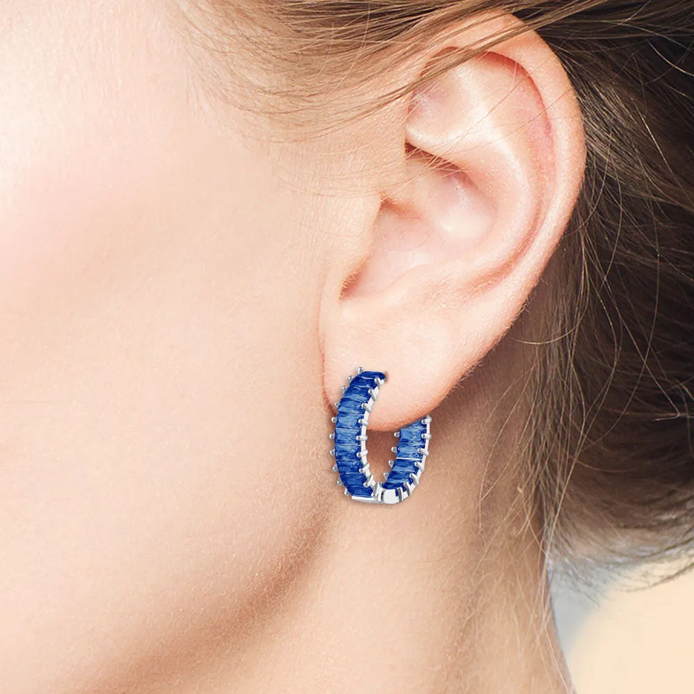 "The Oasis" 5.5CTW Inside-Outside Hoop Earrings - Silver