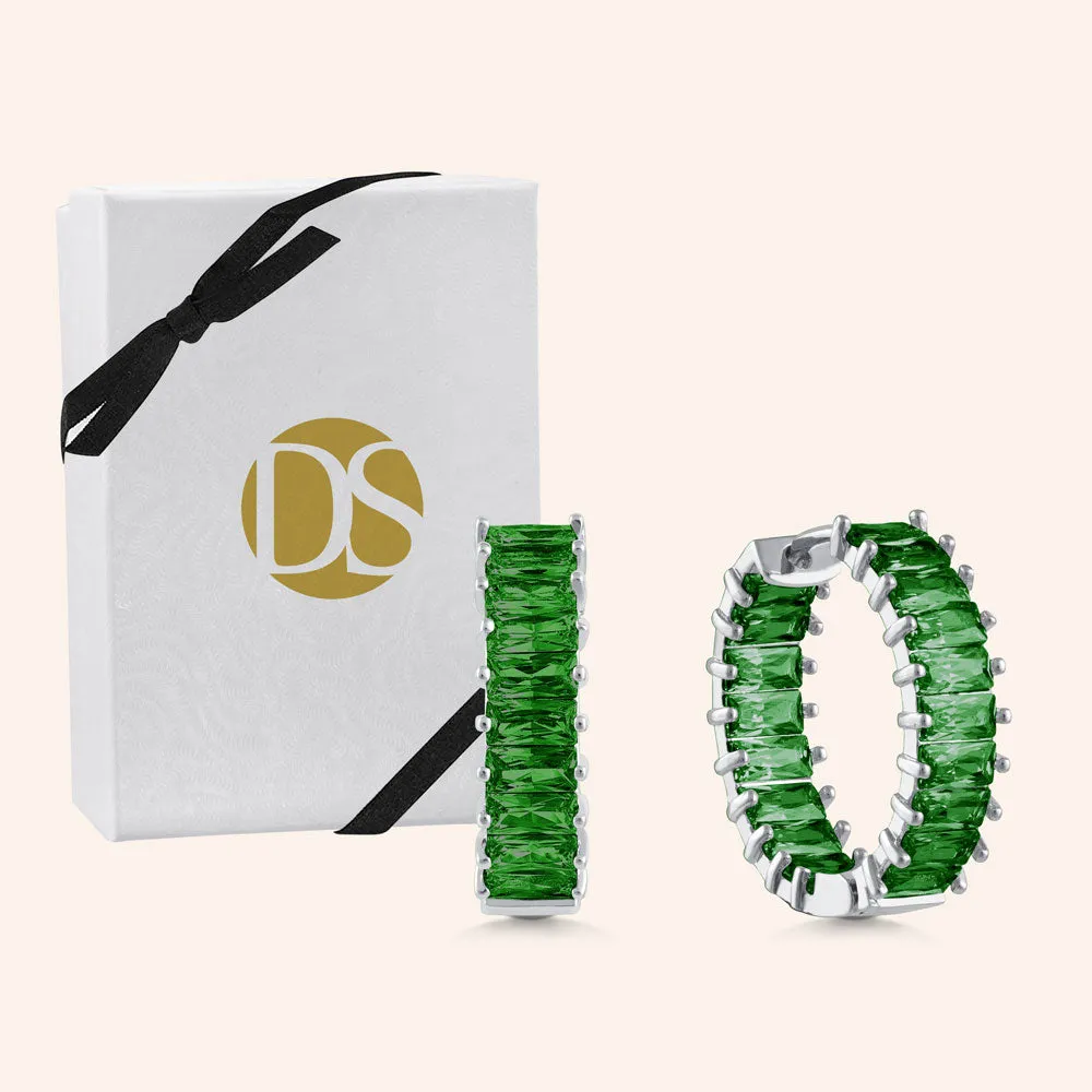 "The Oasis" 5.5CTW Inside-Outside Hoop Earrings - Silver