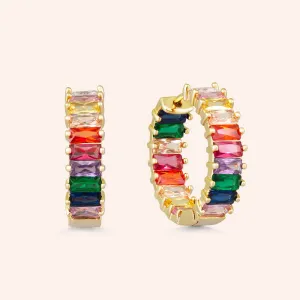 "The Oasis" 5.5CTW Rainbow Inside-Outside Hoop Earrings - Gold