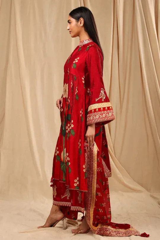 Red Spring Blossom Culotte Set