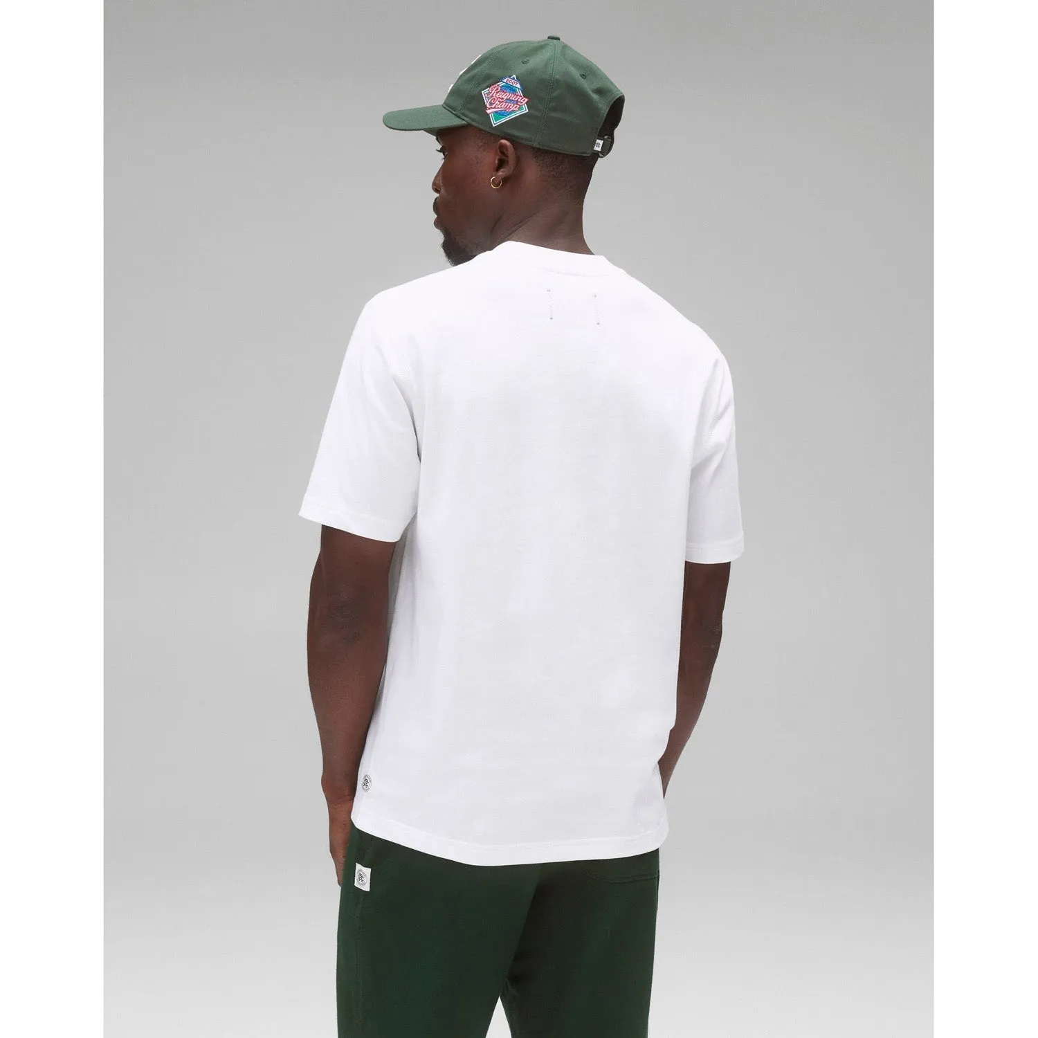 Reigning Champ Men Knit Midweight Jersey Collegiate T-Shirt White Black RC-1548-WHB