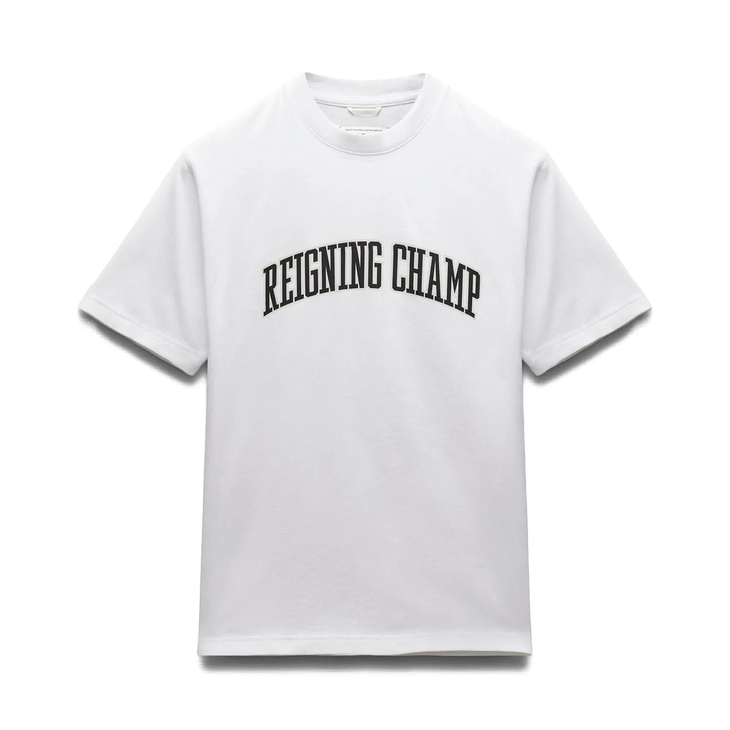 Reigning Champ Men Knit Midweight Jersey Collegiate T-Shirt White Black RC-1548-WHB