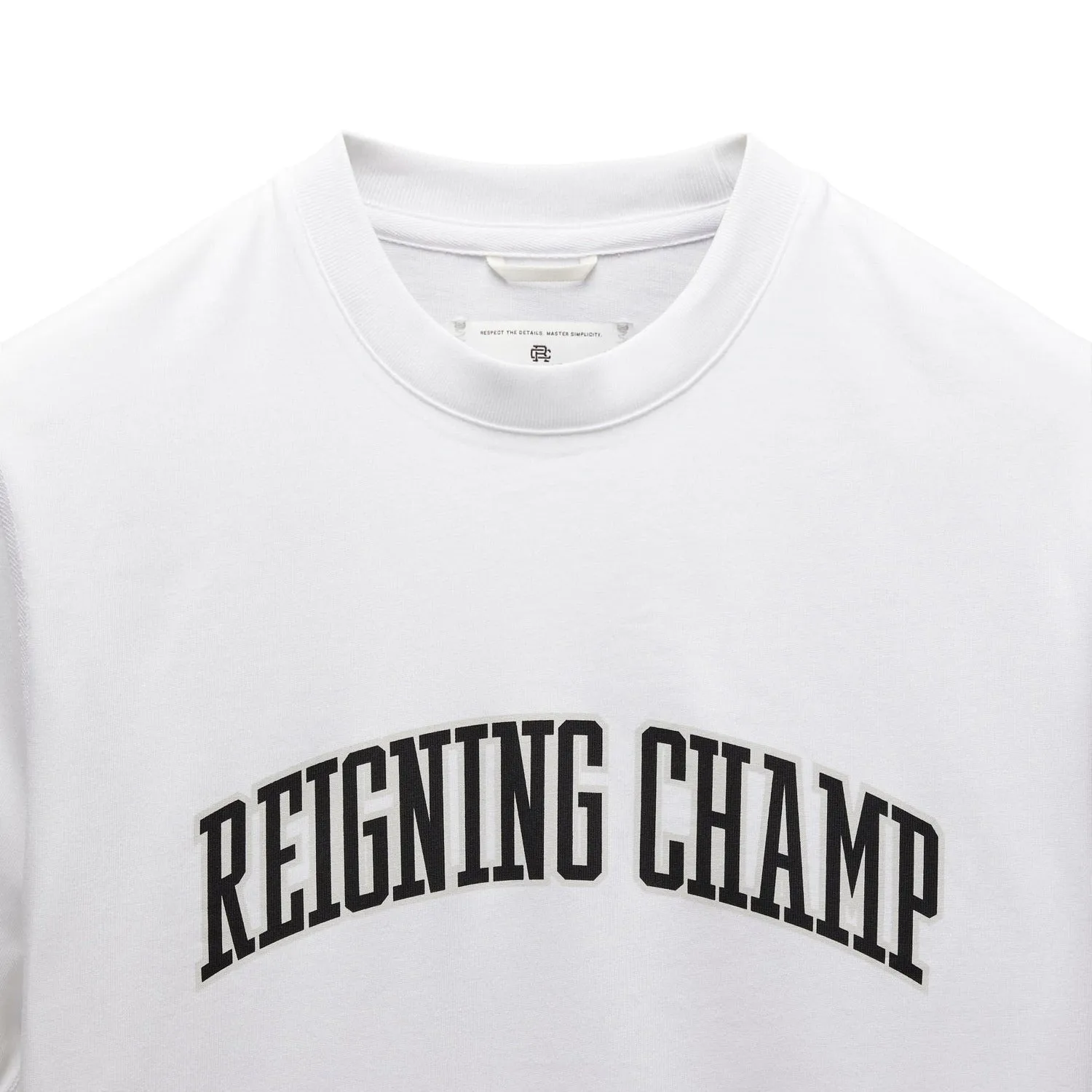 Reigning Champ Men Knit Midweight Jersey Collegiate T-Shirt White Black RC-1548-WHB