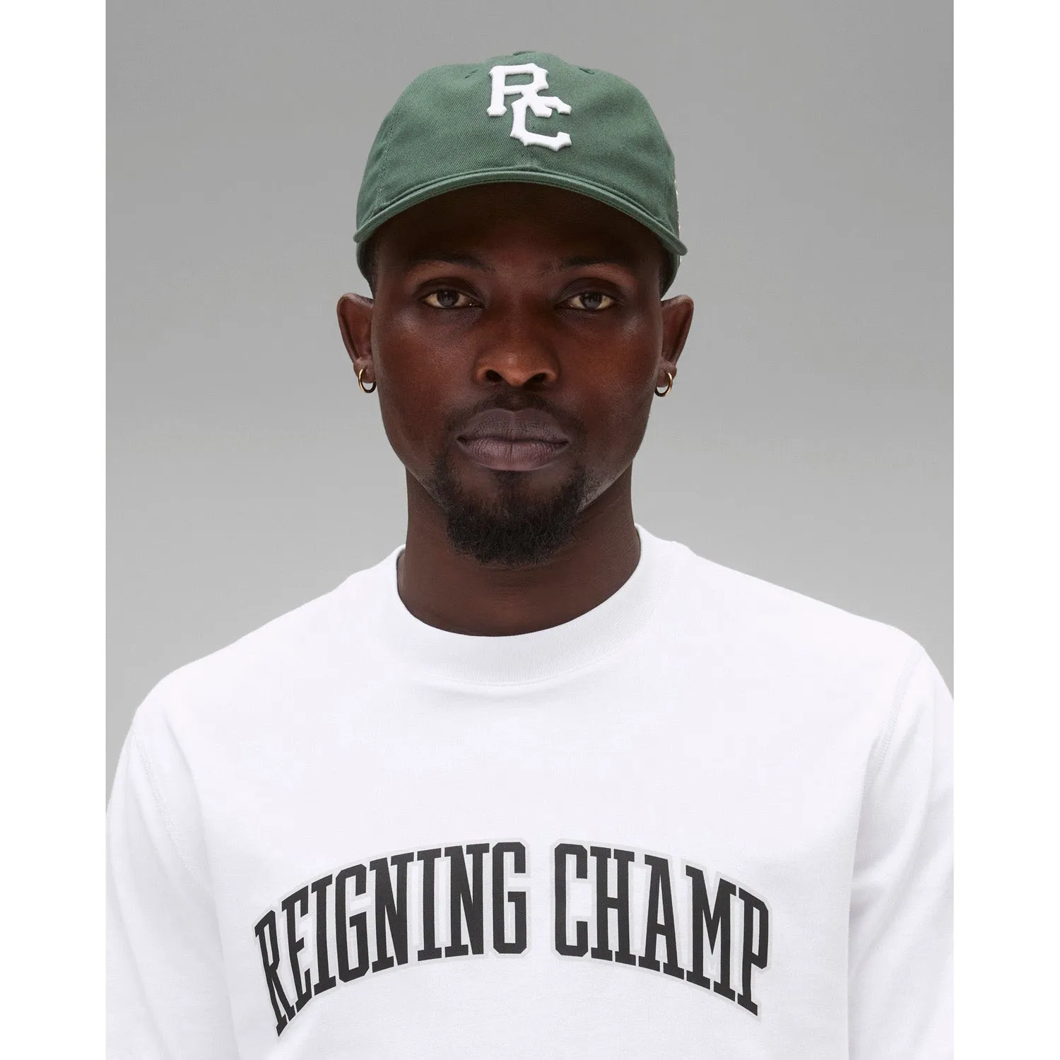 Reigning Champ Men Knit Midweight Jersey Collegiate T-Shirt White Black RC-1548-WHB