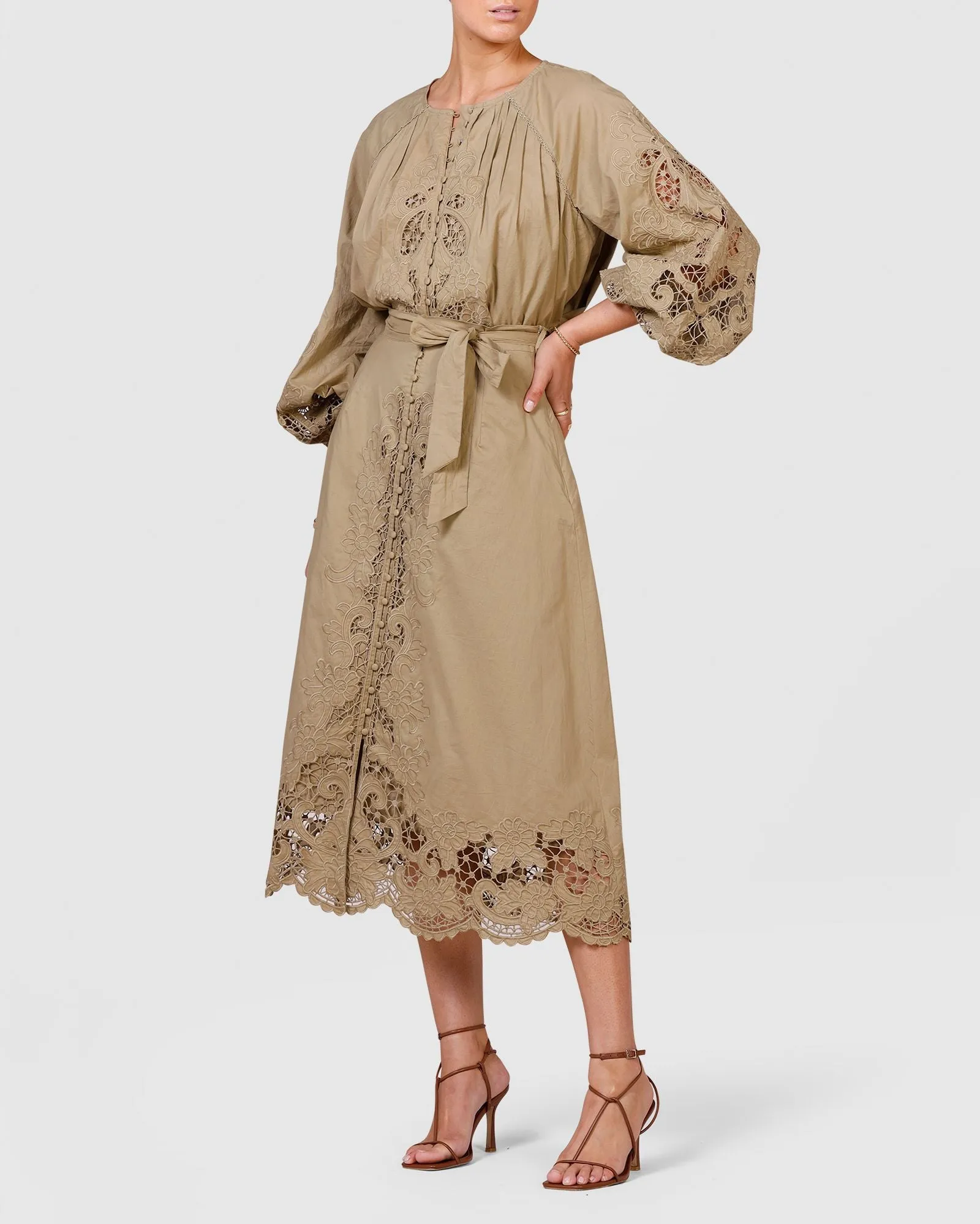Renaissance Embroidery Blouse - Moss