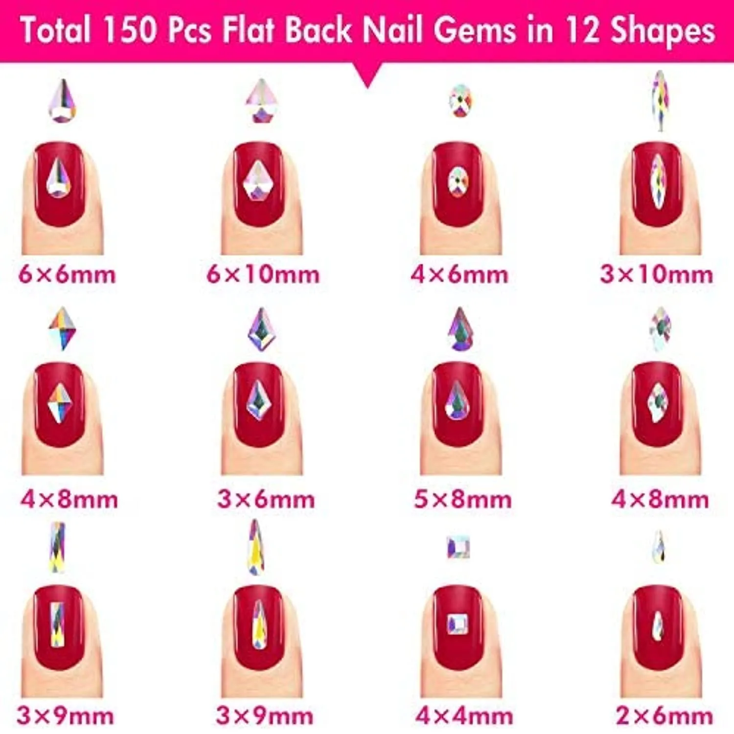 Rhinestones for Acrylic Nails, Thrilez 3318 Nail Diamonds Rhinestones Include 150 Pcs Multi Shapes Nail GemsJewels, 1728 Pcs AB Nail Crystals and 1440 micro crystals rhinestones for Nail Art Craft