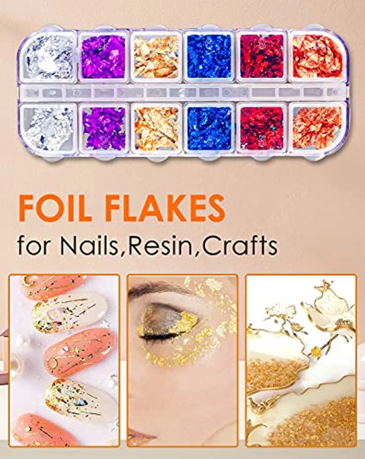 Rhinestones for Nail Art Decoration Foil Flakes Kit 5780Pcs-Tufusiur Nail Gems Crystal AB Clear Jewels Diamonds, Acrylic Nail Supplies Accessories Crafts for Halloween Christmas Gifts