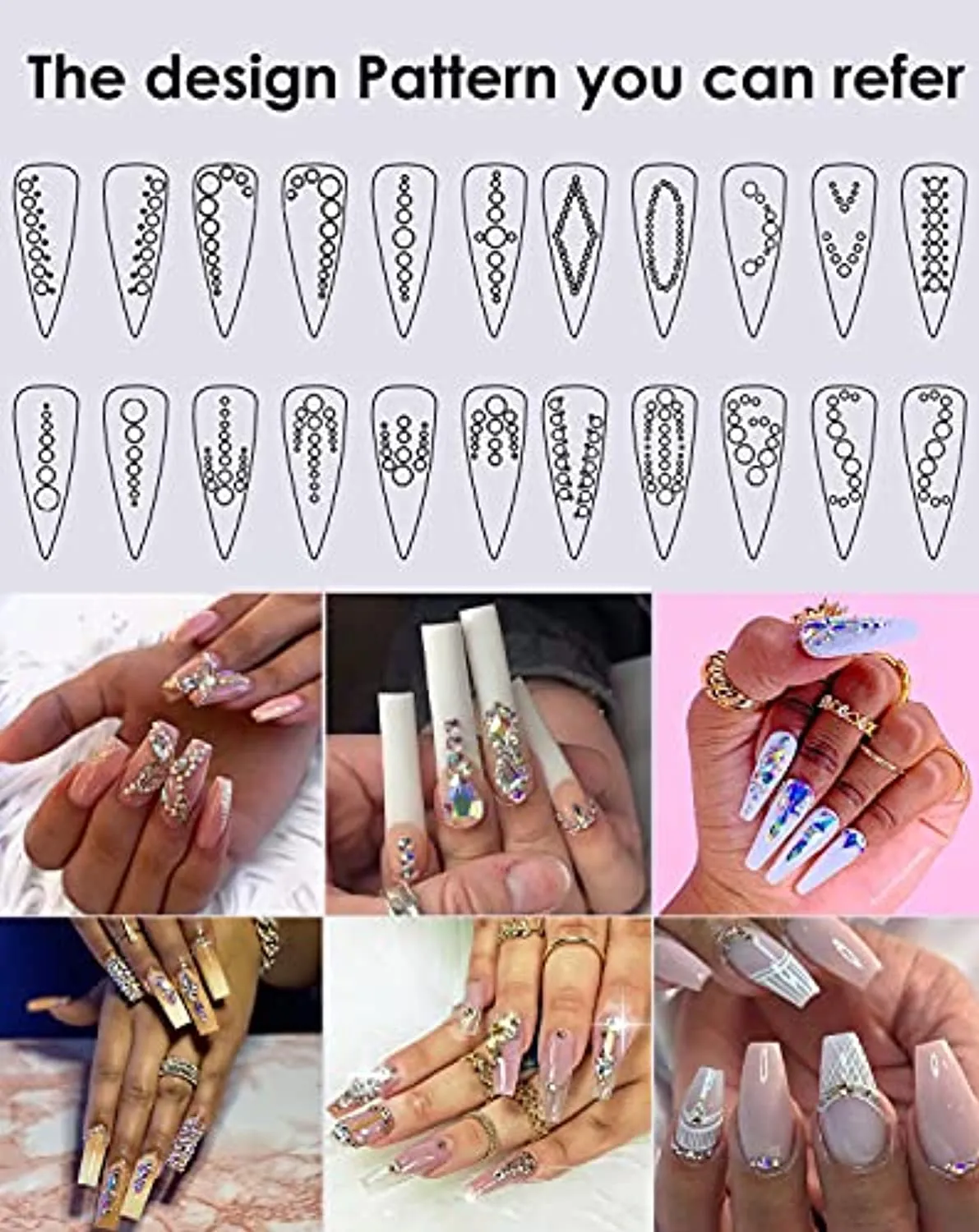 Rhinestones for Nail Art Decoration Foil Flakes Kit 5780Pcs-Tufusiur Nail Gems Crystal AB Clear Jewels Diamonds, Acrylic Nail Supplies Accessories Crafts for Halloween Christmas Gifts