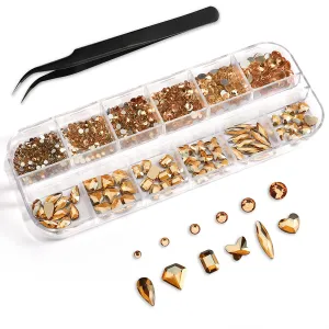 Rhinestones for Nails, White Rhinestones for Crafts 6 Sizes Flatback Glass Round Gems 6 Shapes Crystal for Face Makeup Tumblers Clothes.