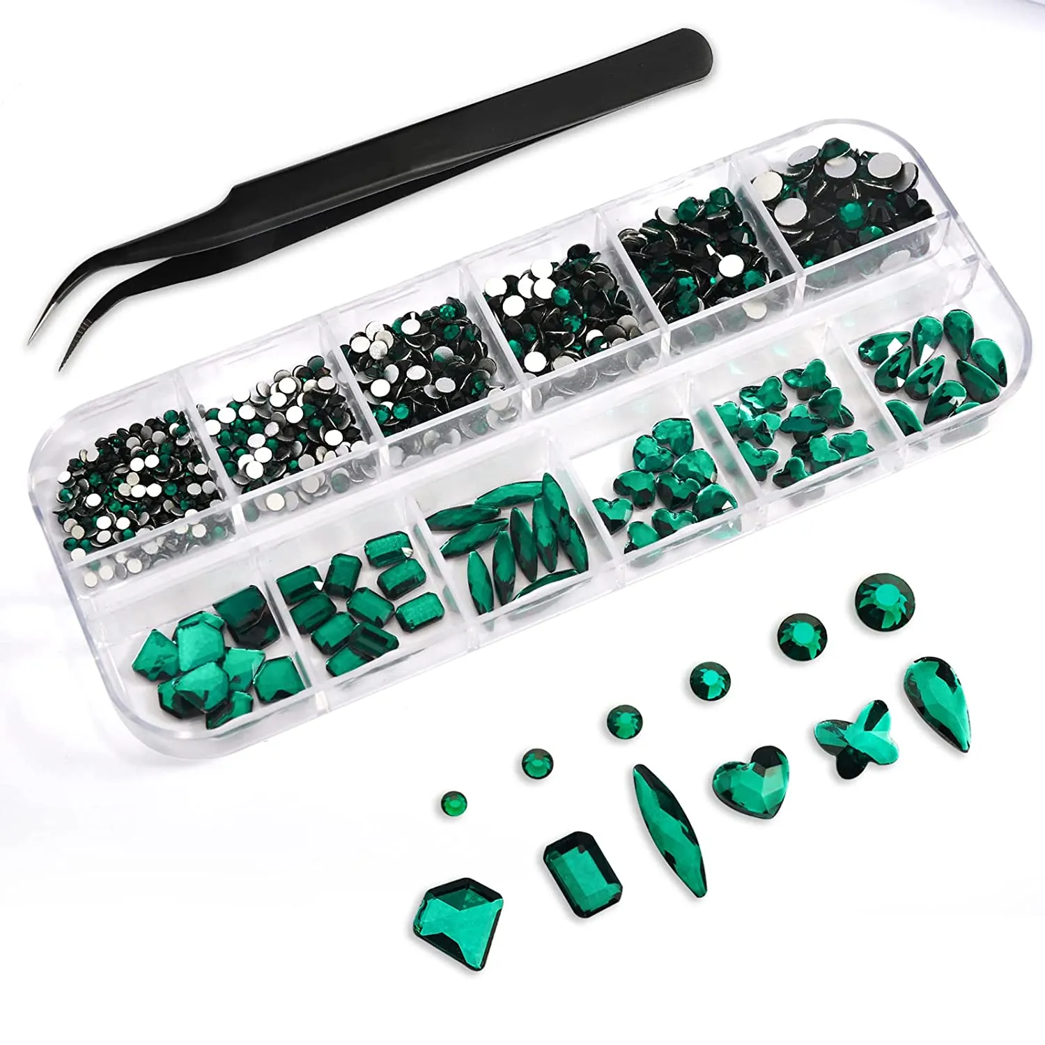 Rhinestones for Nails, White Rhinestones for Crafts 6 Sizes Flatback Glass Round Gems 6 Shapes Crystal for Face Makeup Tumblers Clothes.