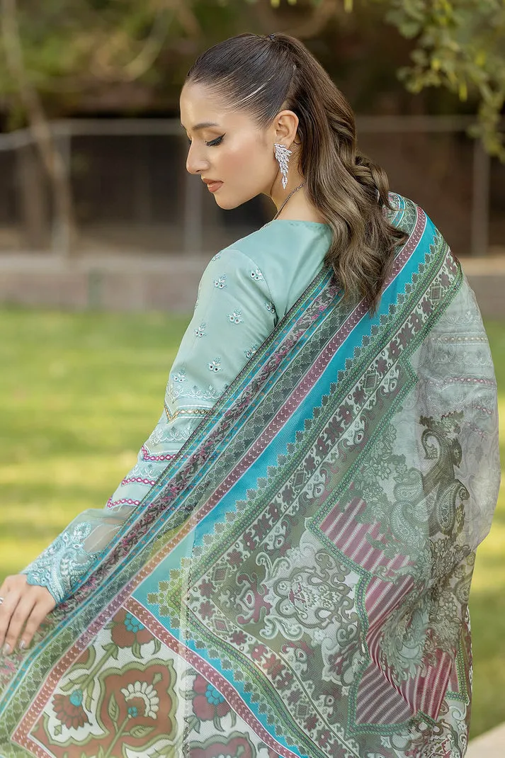 Royal Aqua Green Embroidered Pakistani Salwar Kameez Dupatta Suit