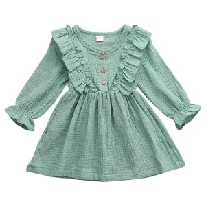 Ruffle Long Sleeve Cotton Dress