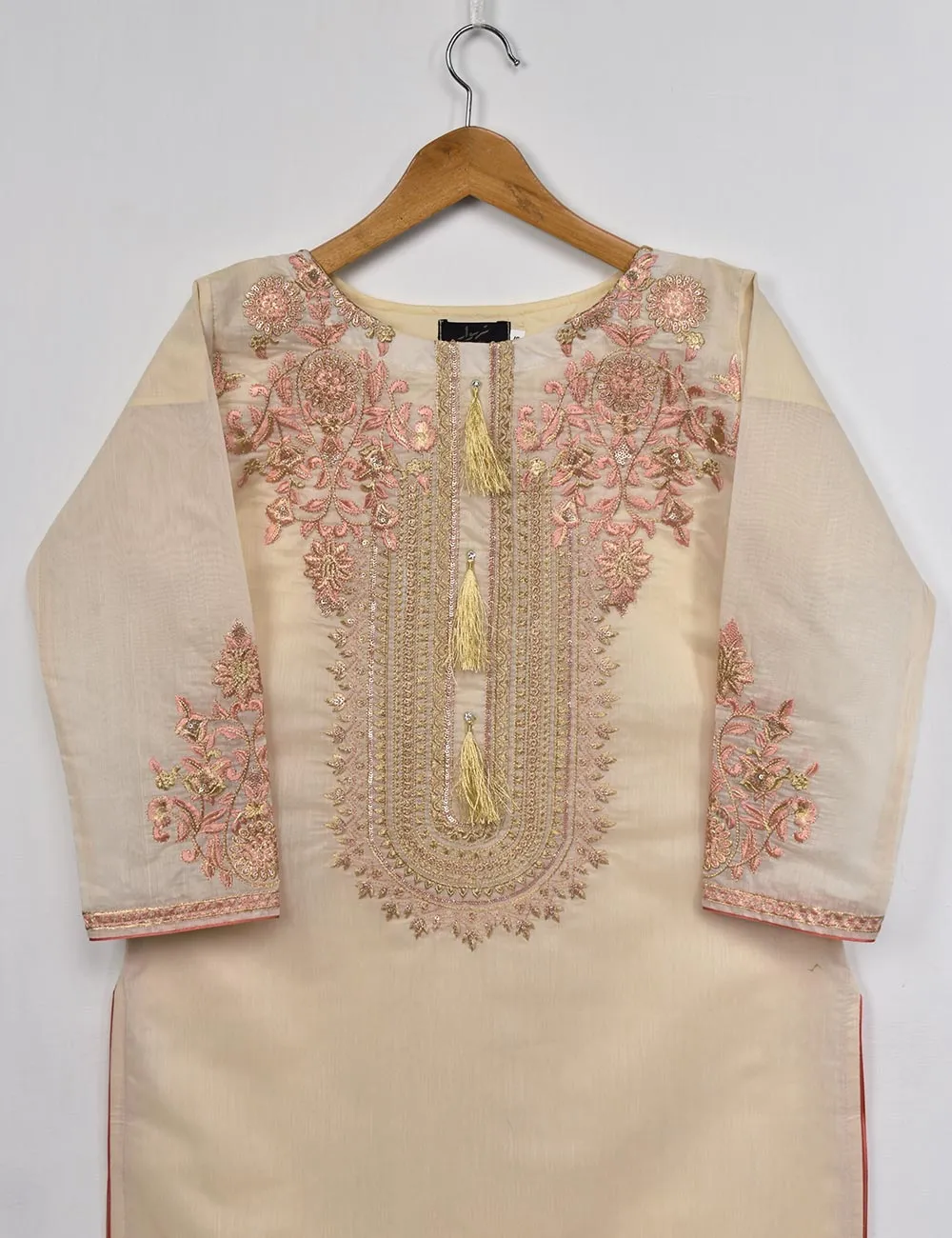 Semi Formal Paper Cotton Fabric Embroidered Stitched Kurti - Equinox (T20-040A-Skin)