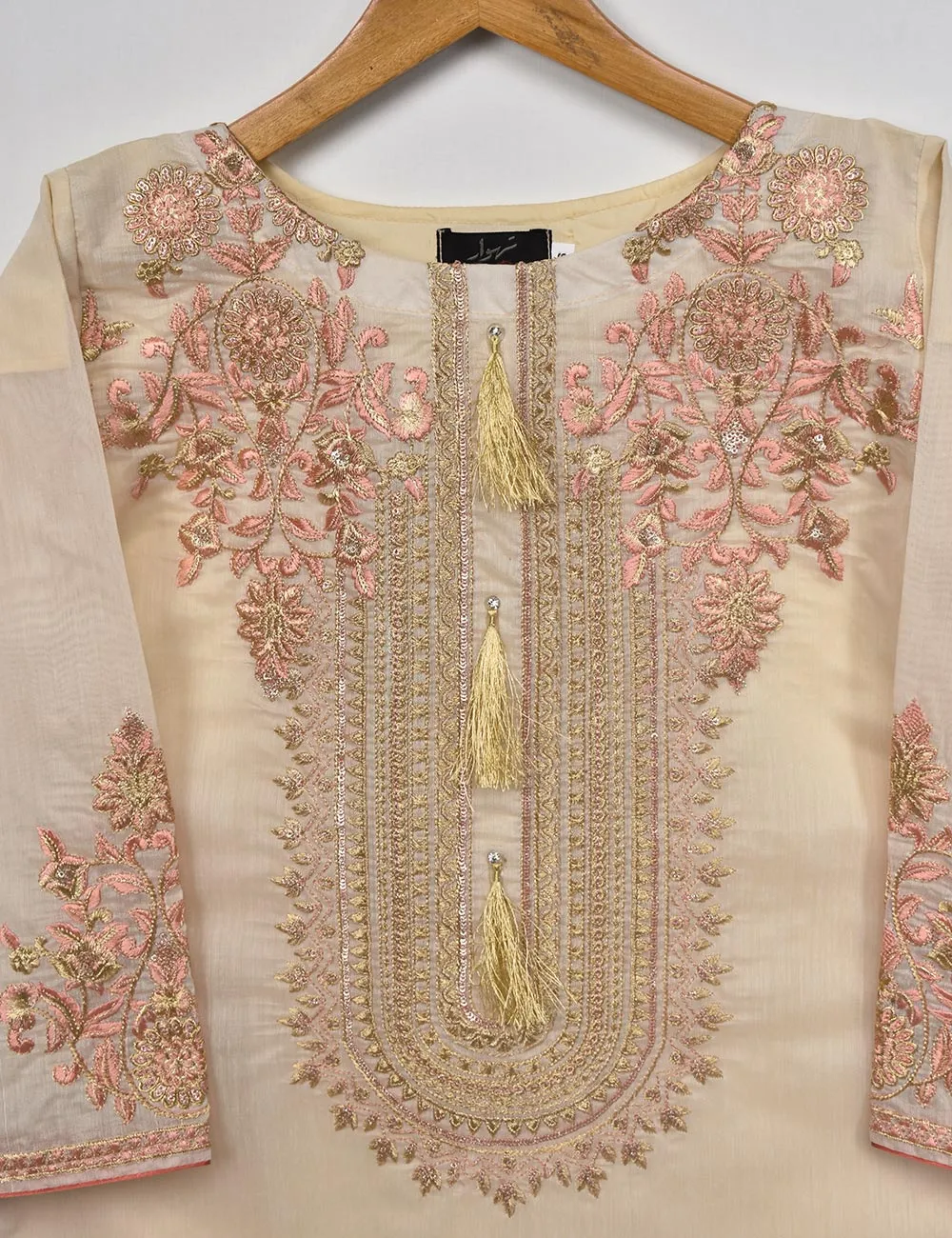 Semi Formal Paper Cotton Fabric Embroidered Stitched Kurti - Equinox (T20-040A-Skin)