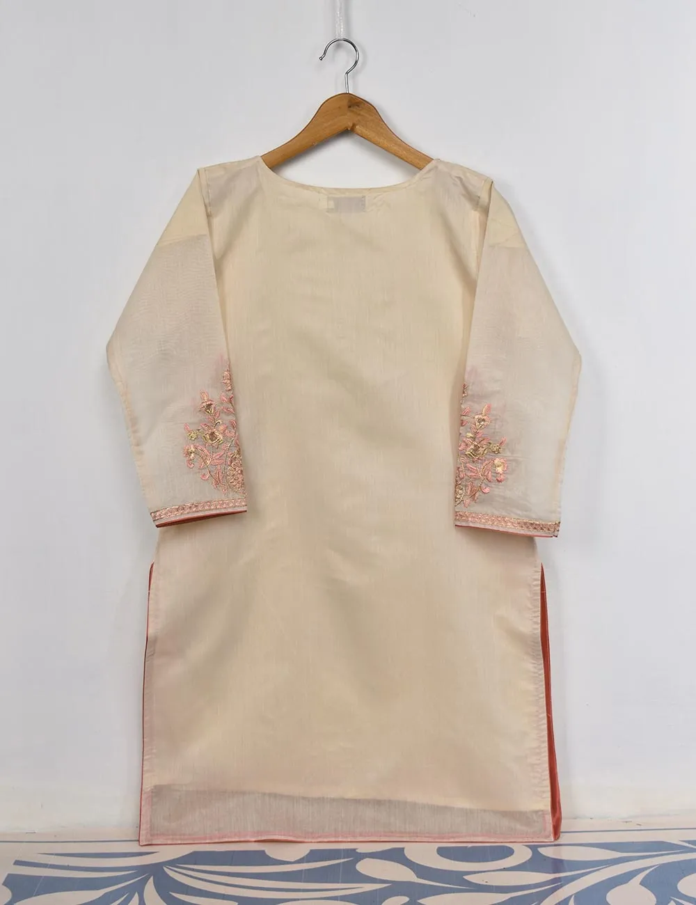 Semi Formal Paper Cotton Fabric Embroidered Stitched Kurti - Equinox (T20-040A-Skin)