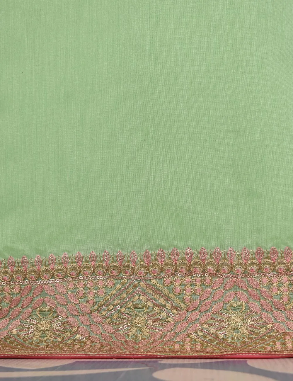 Semi Formal Paper Cotton Fabric Embroidered Stitched Kurti - Equinox (T20-040B-Green)