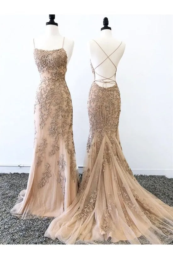 Sexy Long Lace Red Prom Dresses Open Back