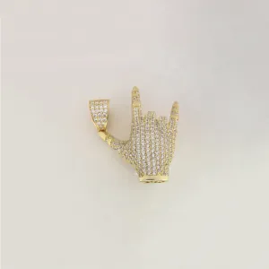 Sign of the Horns CZ Pendant (Silver)