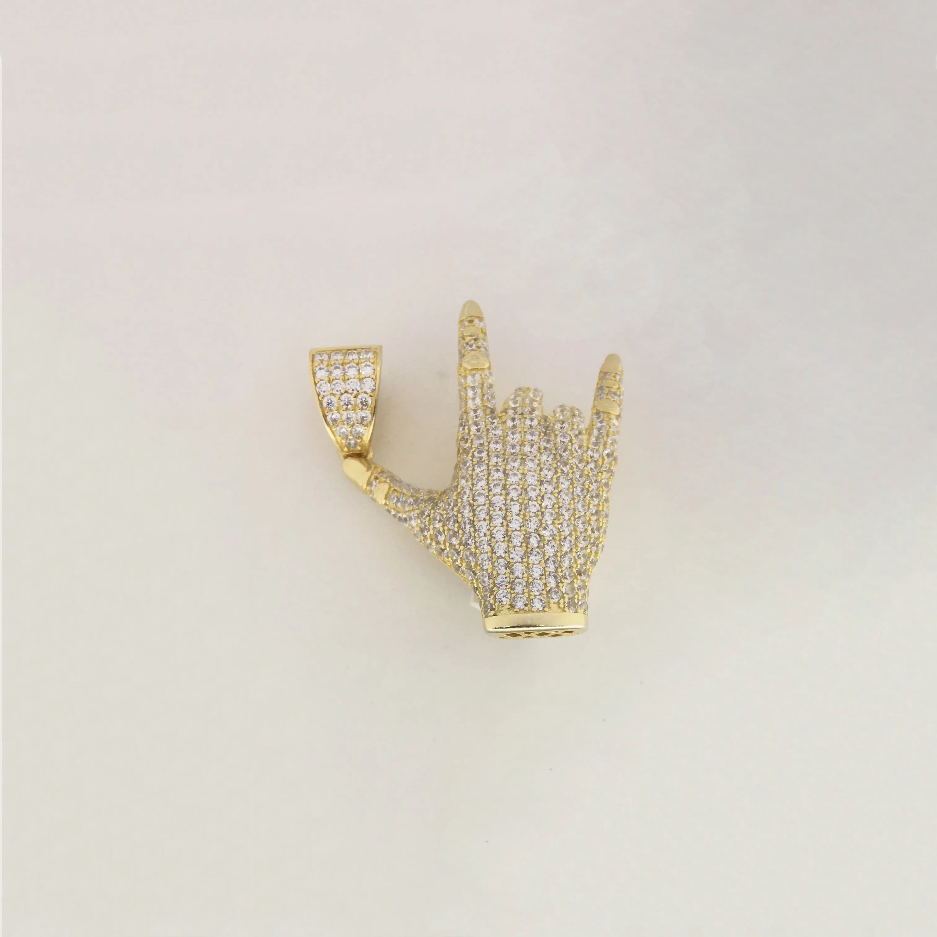 Sign of the Horns CZ Pendant (Silver)