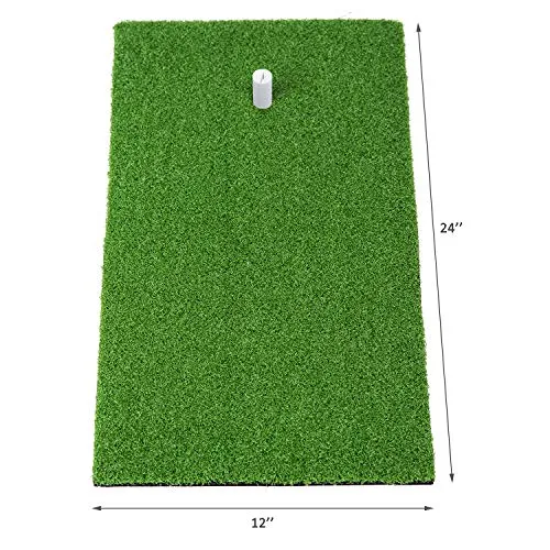 SKY INNOVATIONS Hitting Grass Golf Mat with Removable Rubber Tee Holder for Home Backyard Garage Outdoor Practice (12 x 24-Inches)