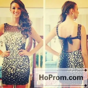 Sleeveless Backless Short Black Prom Dresses Homecoming Dresses