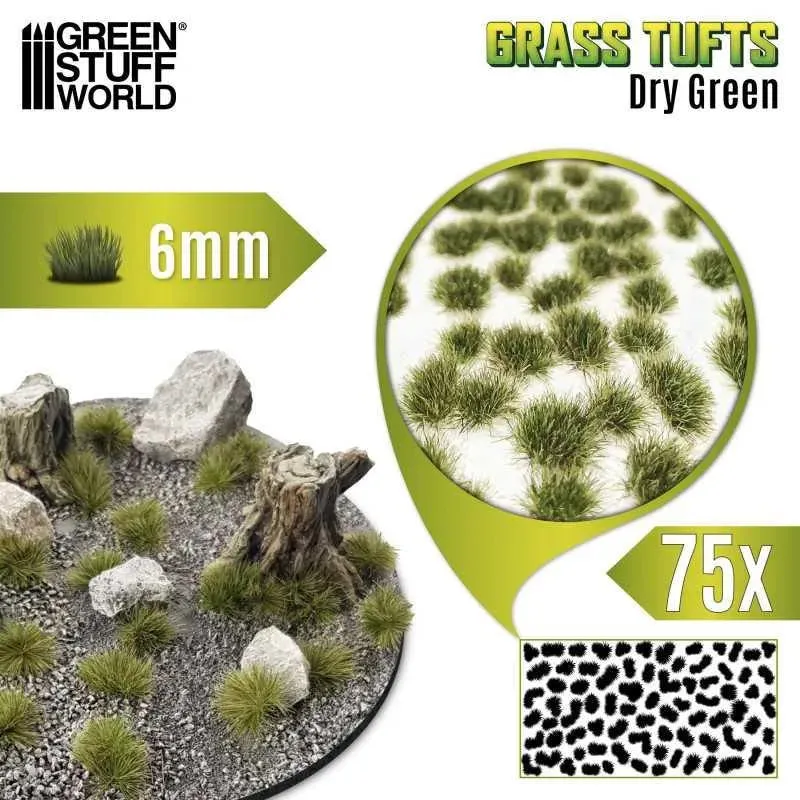 Static Grass Tufts 6mm - Dry Green x75