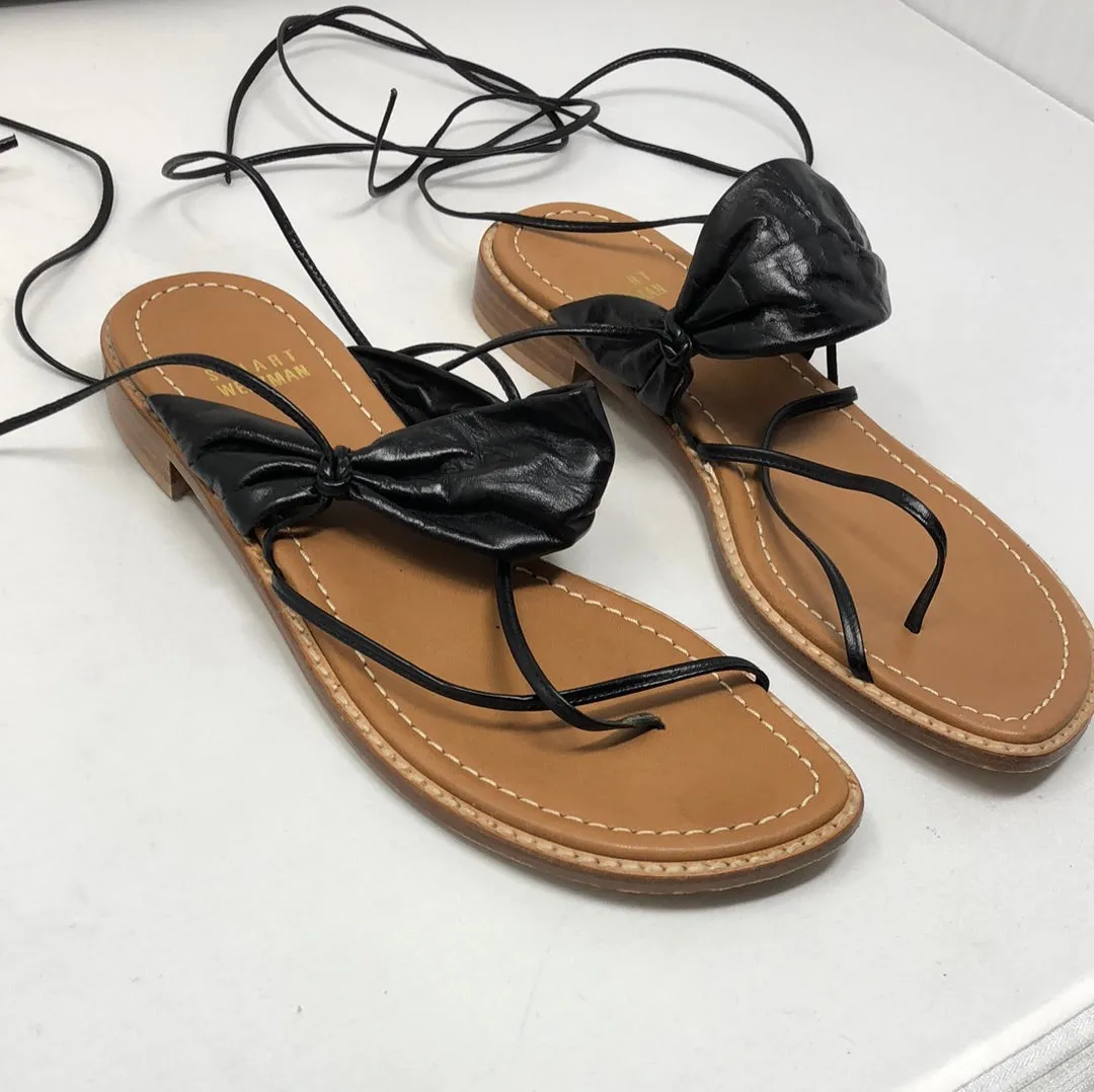 Stuart Weitzman Black leather Wrap Sandal