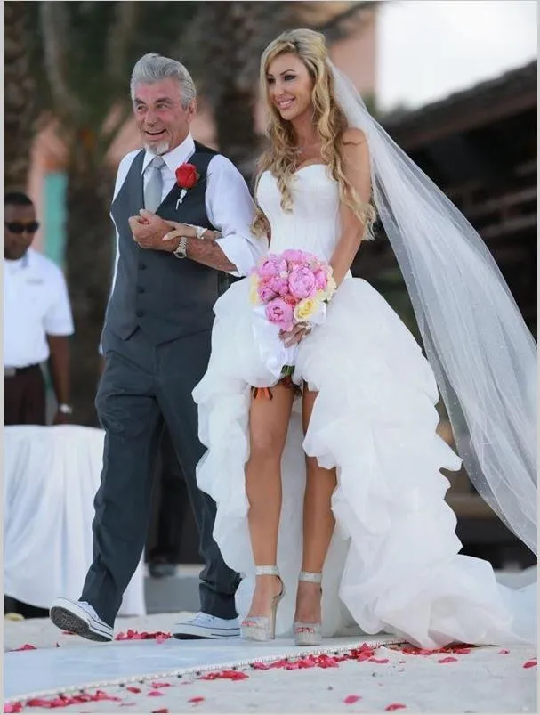 Sweetheart Princess Organza Asymmetrical Strapless Wedding Dresses