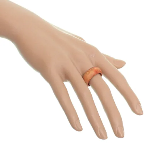 Tan Brown Burst of Flame Wooden Bohemian Ring