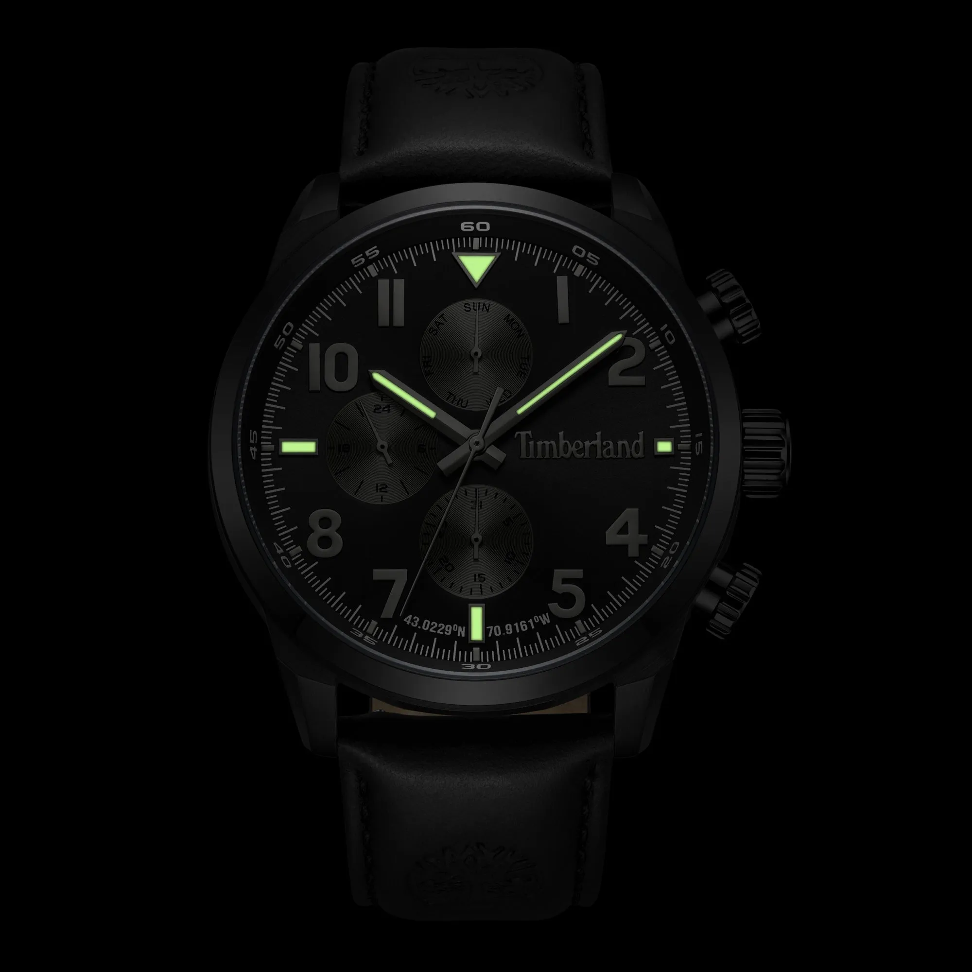 Timberland Henniker Ionic-Plated Stainless Steel & Leather Strap Watch