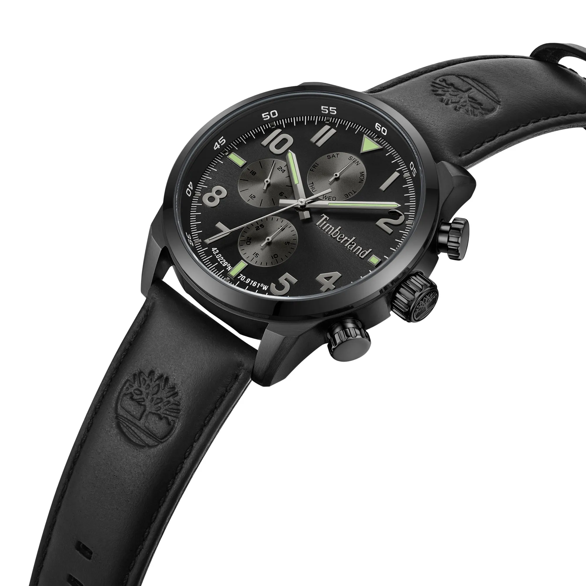 Timberland Henniker Ionic-Plated Stainless Steel & Leather Strap Watch