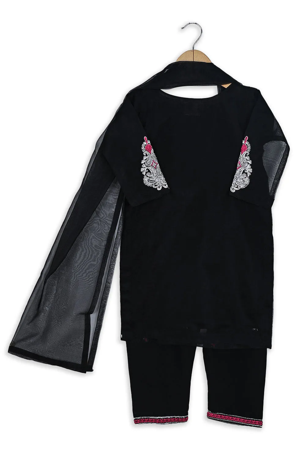 TKF-108-Black - Kids 3Pc Organza Formal Dress