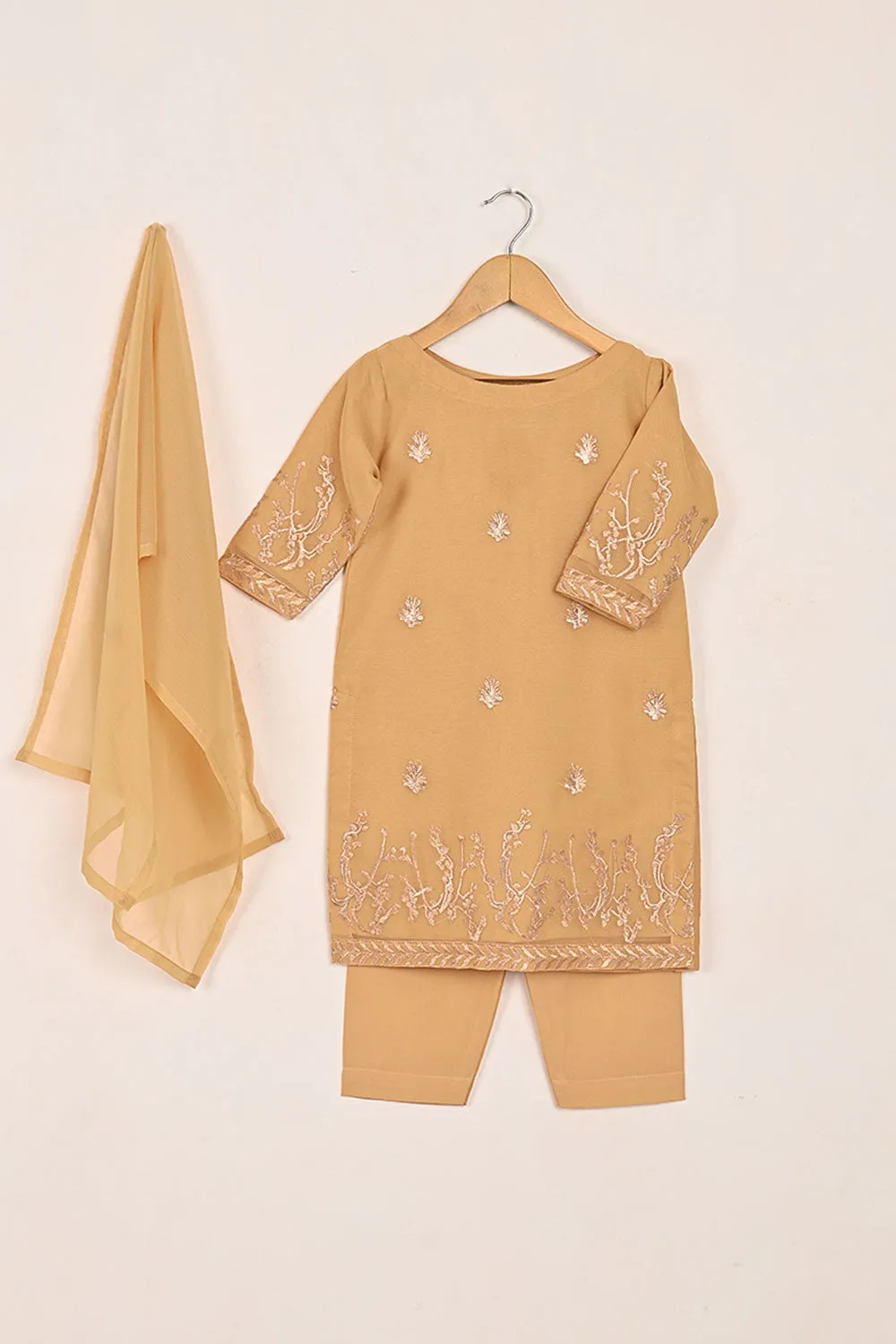 TKF-142-Skin - Kids 3Pc Chiffon Embroidered Formal Dress