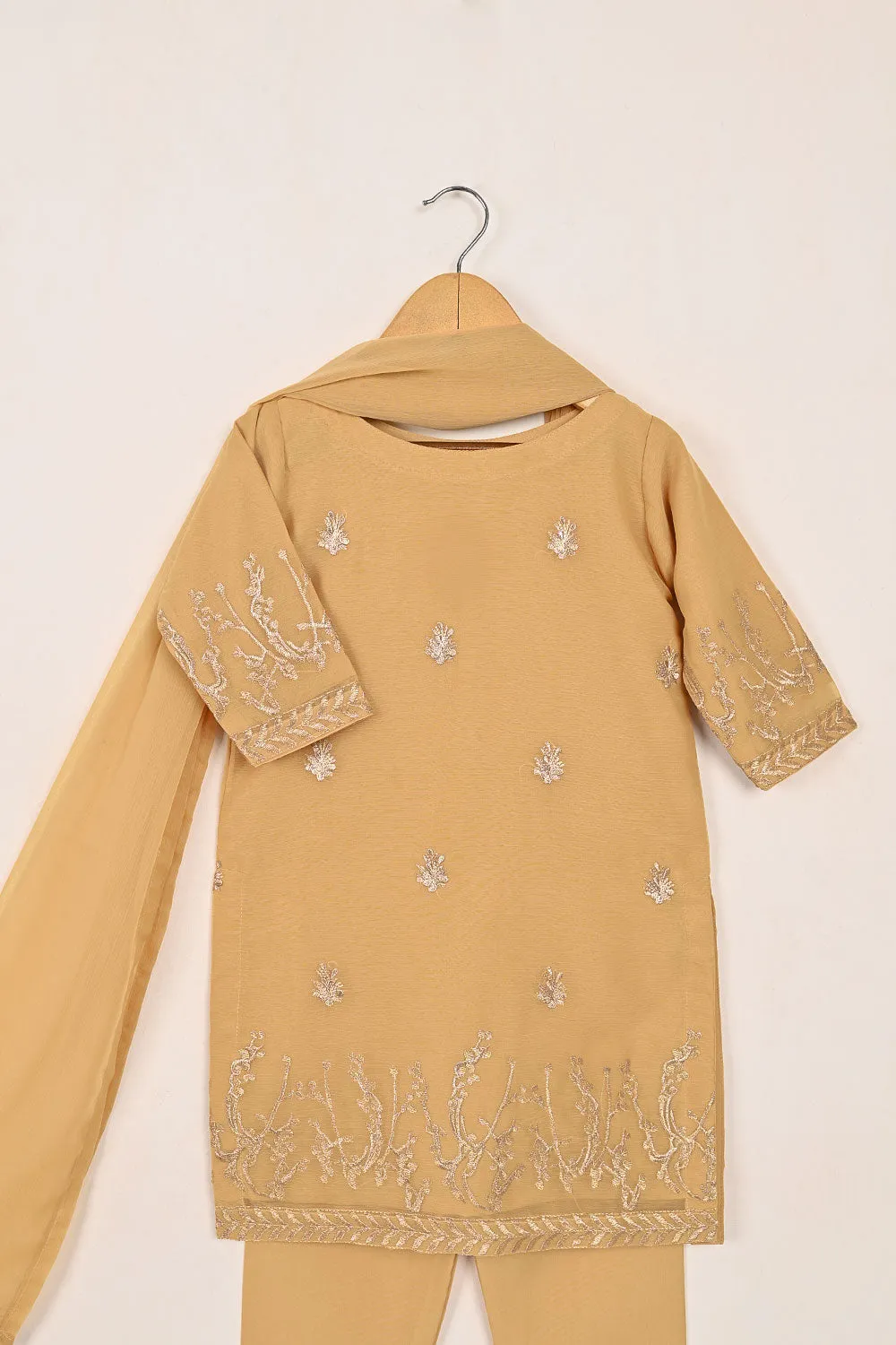 TKF-142-Skin - Kids 3Pc Chiffon Embroidered Formal Dress