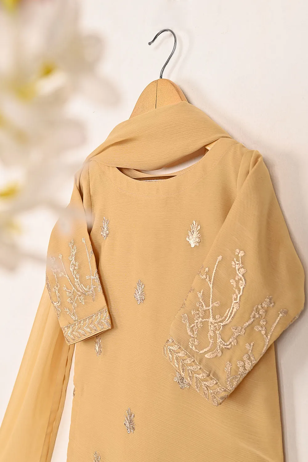 TKF-142-Skin - Kids 3Pc Chiffon Embroidered Formal Dress