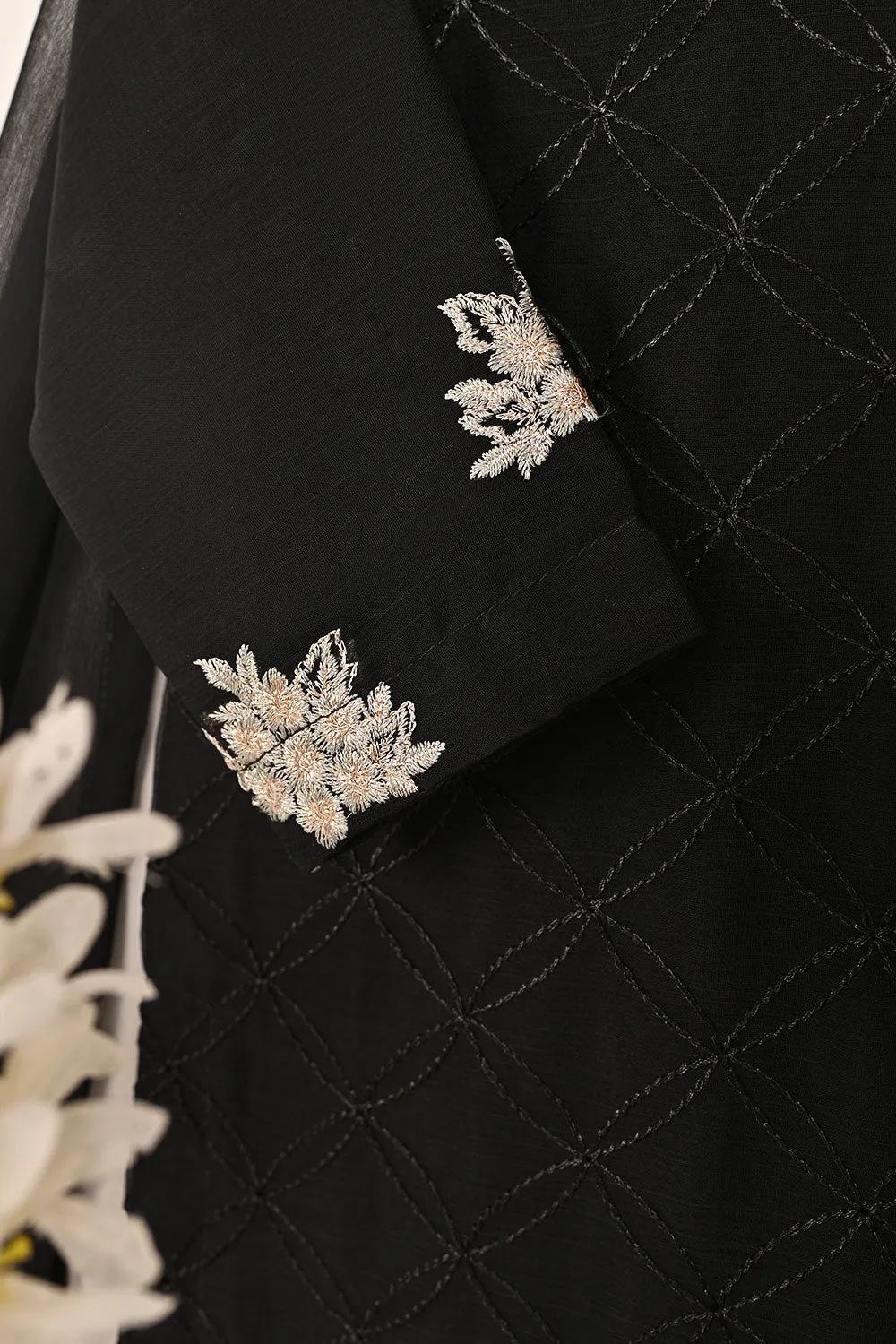 TKF-146-Black - Kids 3Pc Chiffon Embroidered Formal Dress