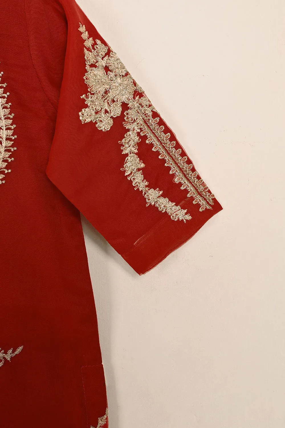 TKF-147-Red - Kids 3Pc Organza Embroidered Formal Dress