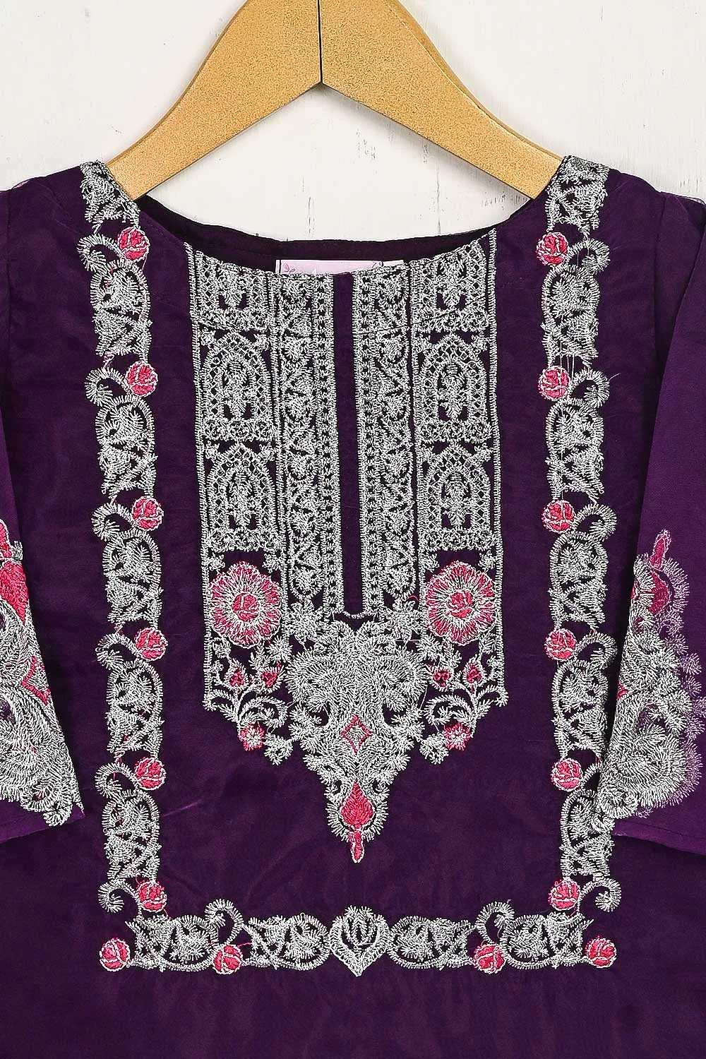 TKF-42-Purple - Kids 3Pc Ready to Wear Organza Formal Embroidered Dress