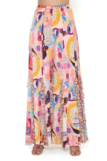 TRANCE PRINT CREPE EMBROIDERED CHOLI WITH SHARARA