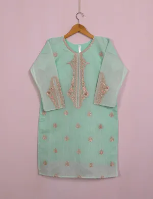 TS-116A-AquaGreen - Paper Cotton Embroidered Stitched Kurti