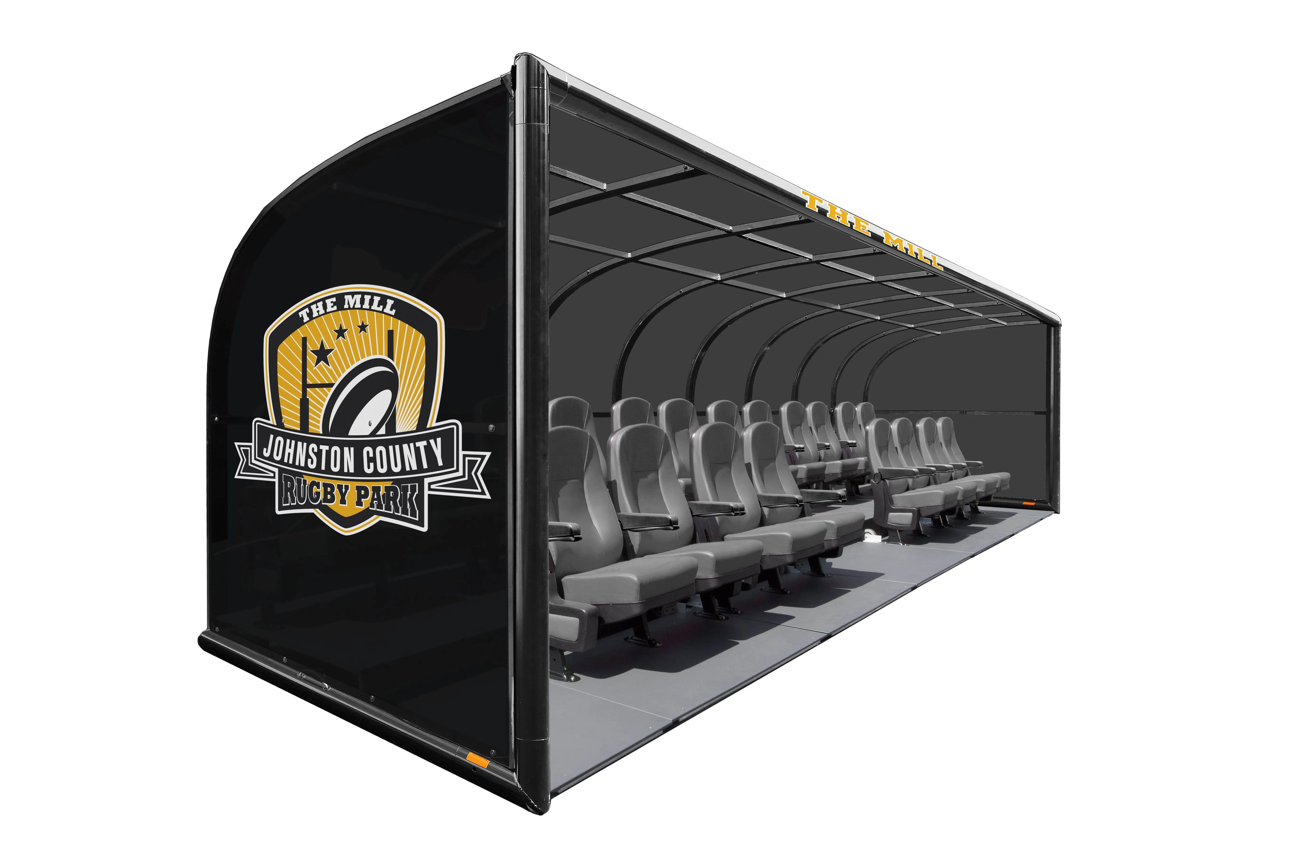 Two Row Portable Rugby Shelter with Luxury Seats