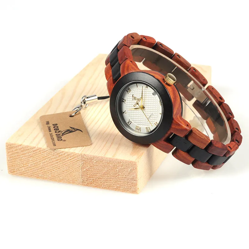 Two-tone Wooden Watch for Women in Wood Box