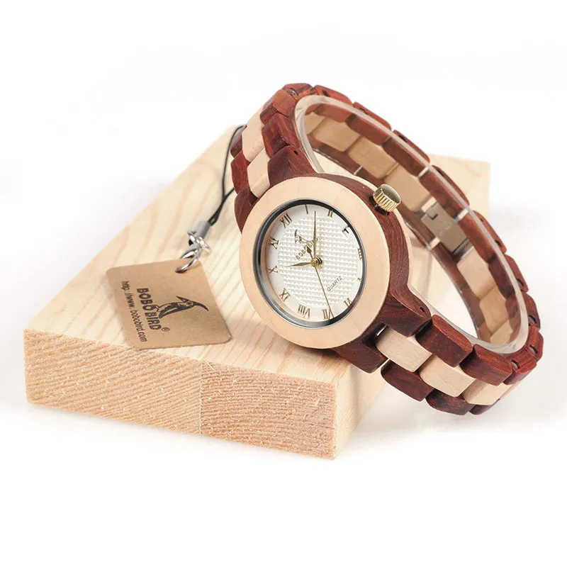 Two-tone Wooden Watch for Women in Wood Box
