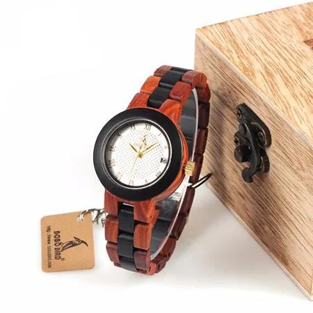 Two-tone Wooden Watch for Women in Wood Box
