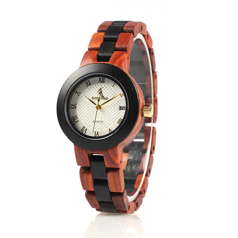 Two-tone Wooden Watch for Women in Wood Box