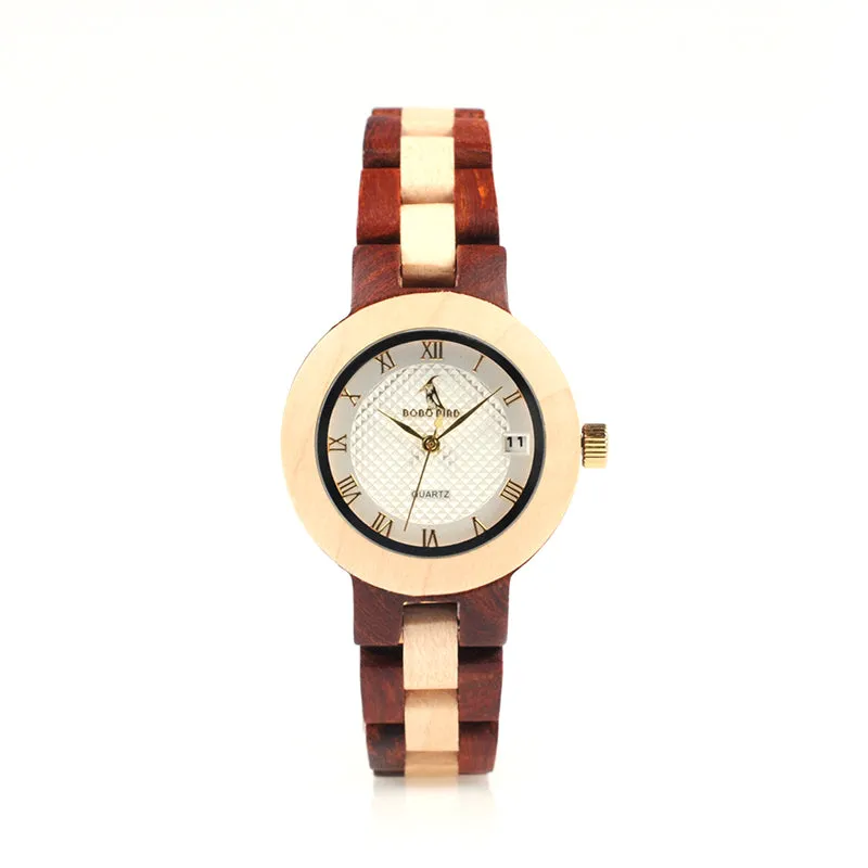 Two-tone Wooden Watch for Women in Wood Box