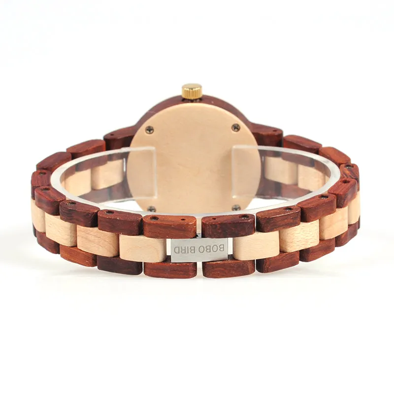 Two-tone Wooden Watch for Women in Wood Box